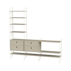 Stringhylla|Hyllor & Hyllsystem-String golvgavel, beige, 200x30 cm, 2-pack