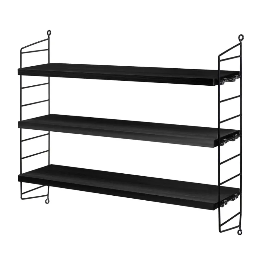 Pocket hylla svartbetsad ask, svartbetsad ask^String Discount