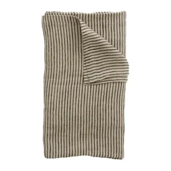 Stripe linneduk 150x300 cm, Svart-sand^Olsson & Jensen