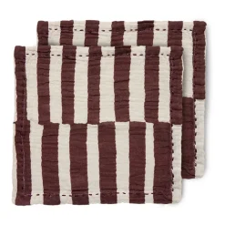Tygservetter|Tygservetter-HKliving Striped bomulsservett 30x30 cm 2-pack, Burgundy