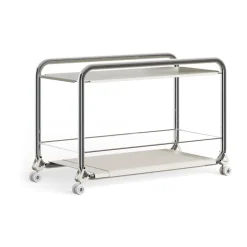 Tension rullvagn, Krom-beige-beige lädermatta^Lammhults Hot