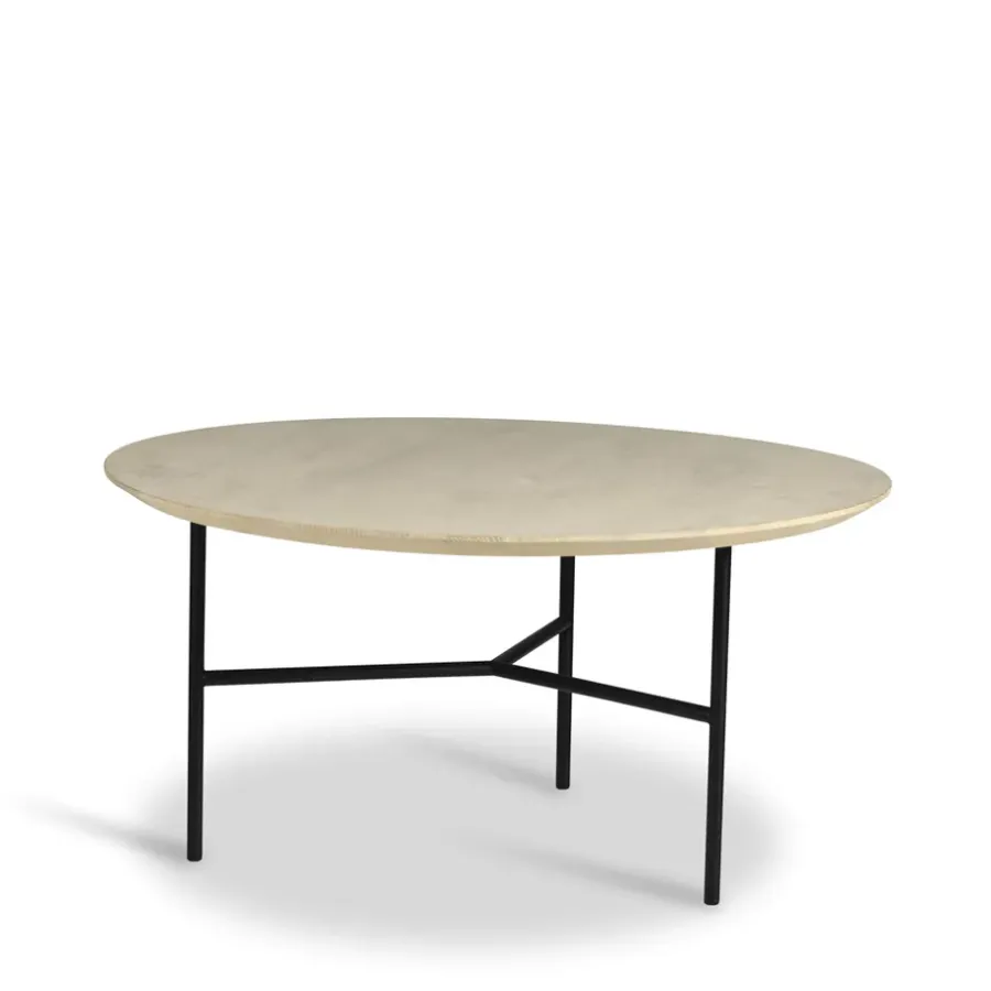 Soffbord-Mavis Tribeca soffbord, ek såpad rustik, svarta ben, ø80