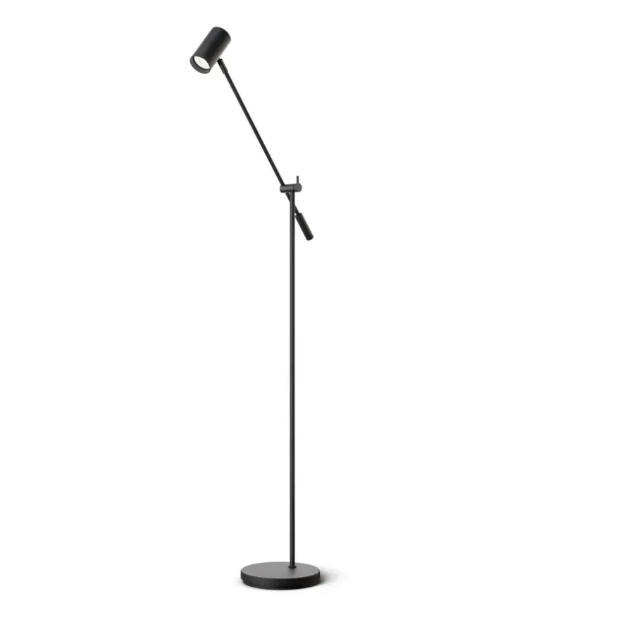 Golvlampor-Belid Tyson golvlampa vipparm Ø19,8 cm, Svartstruktur