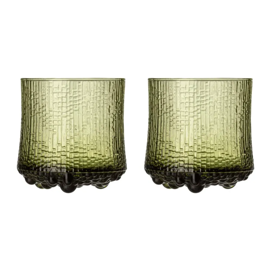 Dricksglas-Iittala Ultima Thule On the rocks glas finsk sand 2-pack, Grön