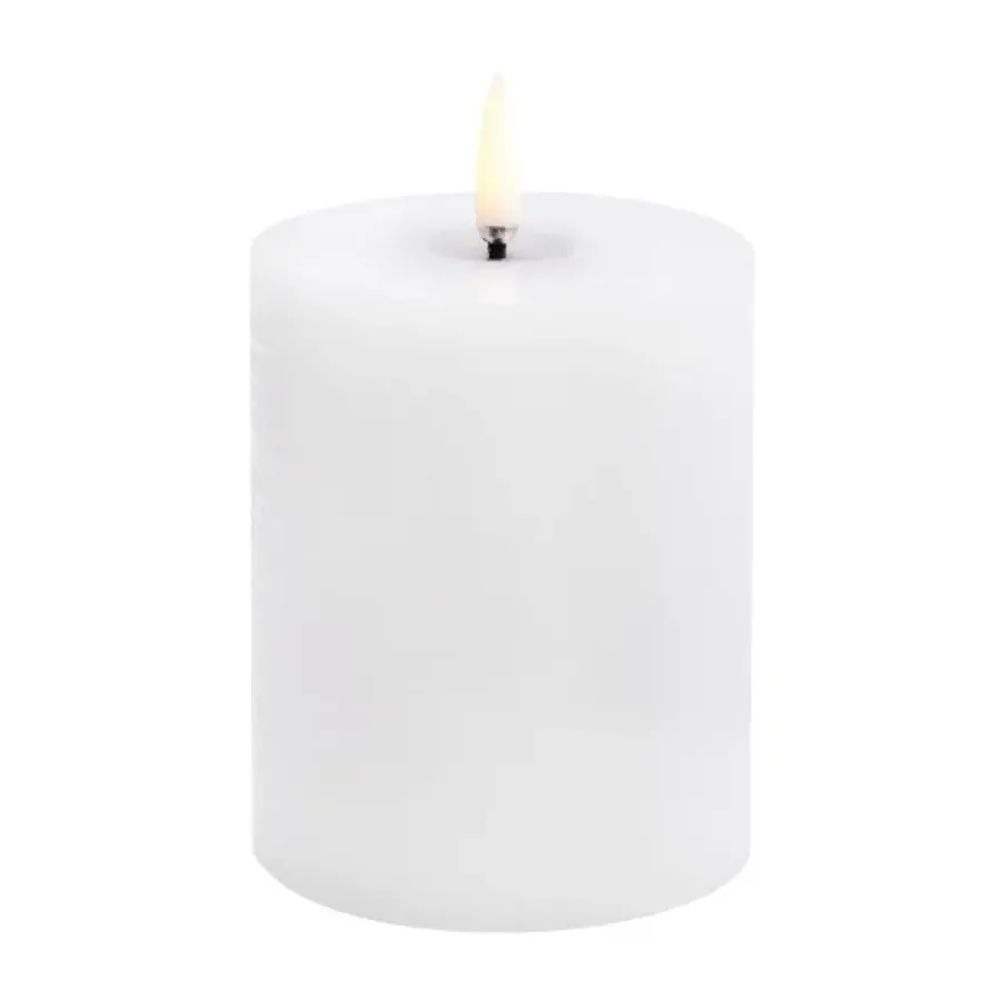 Uyuni LED Blockljus melted, Vit rustic, Ø7,8x10 cm^Uyuni Lighting Online