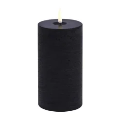 Uyuni LED Blockljus melted, Svart rustic, Ø7,8x15 cm^Uyuni Lighting Discount