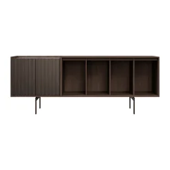 Cabinet H1 sideboard med ben, Dark oak-marble, doors^Vipp New