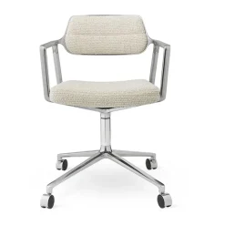 Kontorsstolar & Skrivbordsstolar-Vipp 453 Swivel kontorsstol med hjul, Wavy off white-light grey-pol. aluminium