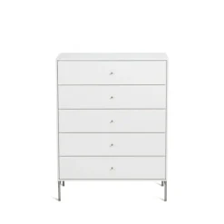 Volt byrå 5 lådor vit, Detaljer i rostfritt stål^Mavis