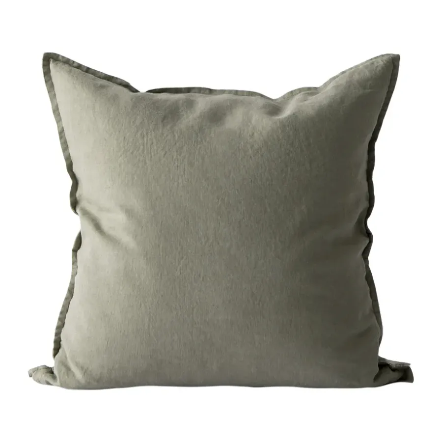 Kuddfodral-Tell Me More Washed linen kuddfodral 50x50 cm, Olive